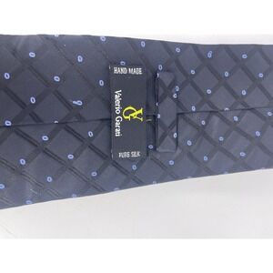 Valerio Grati 100% Silk Men's Tie Blue Woven‎ Geometric Pattern